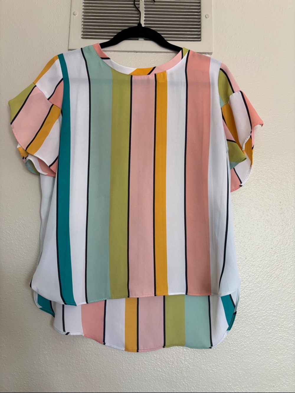 LOFT Multicolor Vertical Stripe Short-Sleeve Blouse